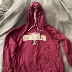 Vintage Men Florida State Hoodie Size L Embroidered Seminoles Marroon